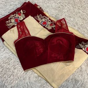 Red and cream saree